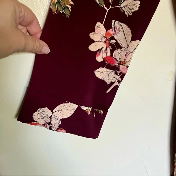Zara Burgundy Floral Print Jumpsuit Size Small - Picture 4 of 13